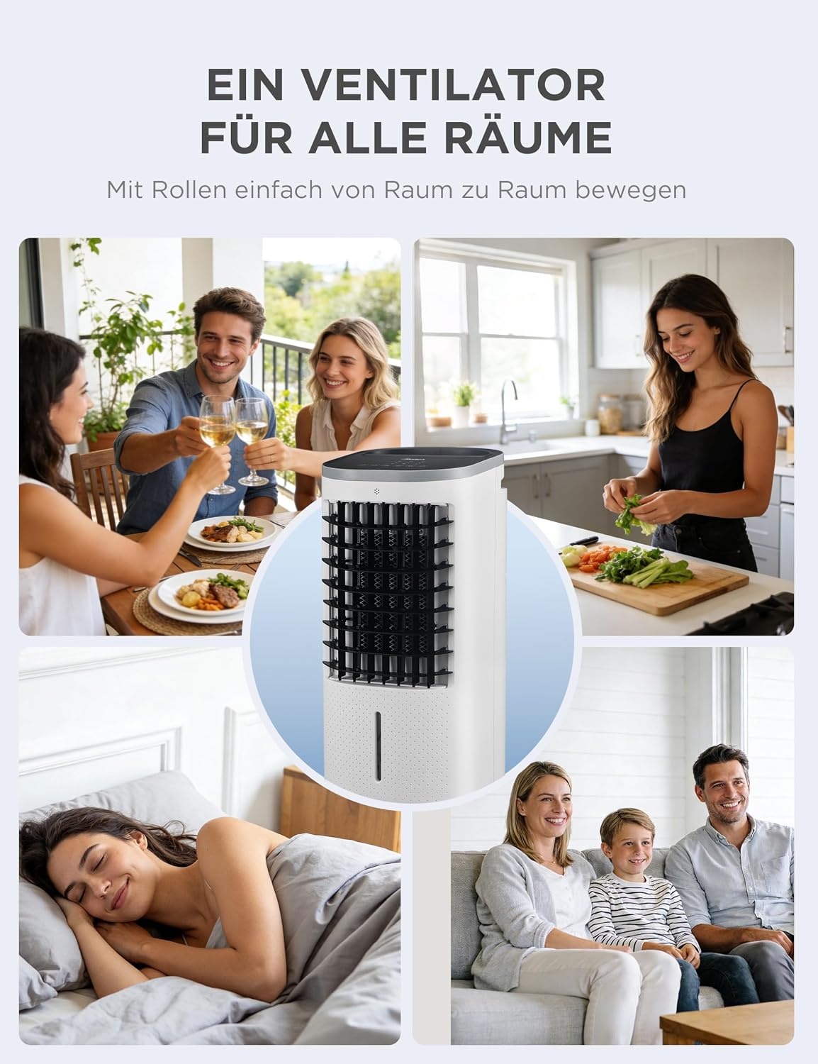 Mobiler 5-in-1 Luftkühler, 5L Wassertank, 70° Oszillation - 29% Rabatt
