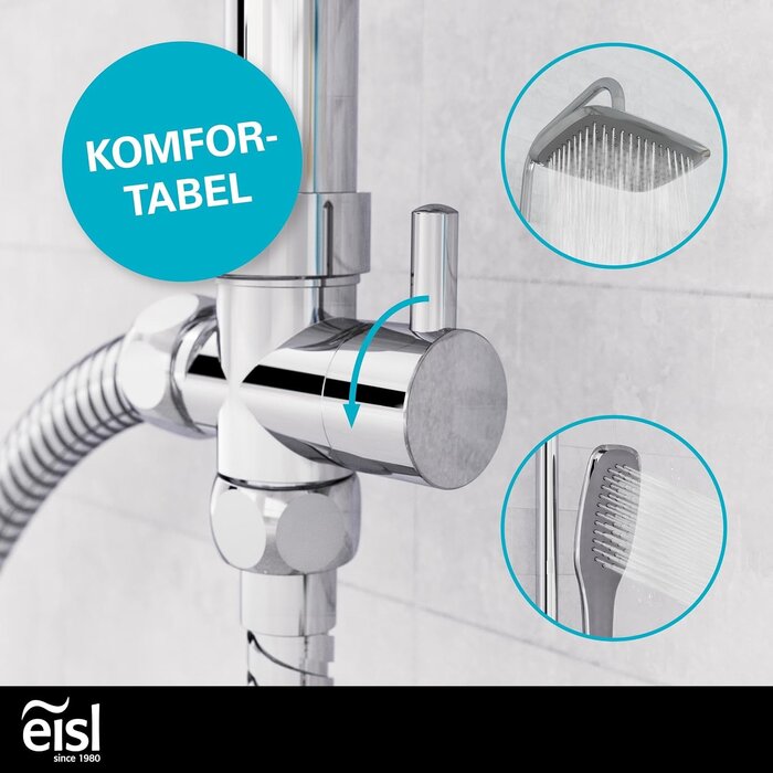 Duschsystem 2-in-1 Regendusche mit Handbrause - Chrom - 33% Rabatt