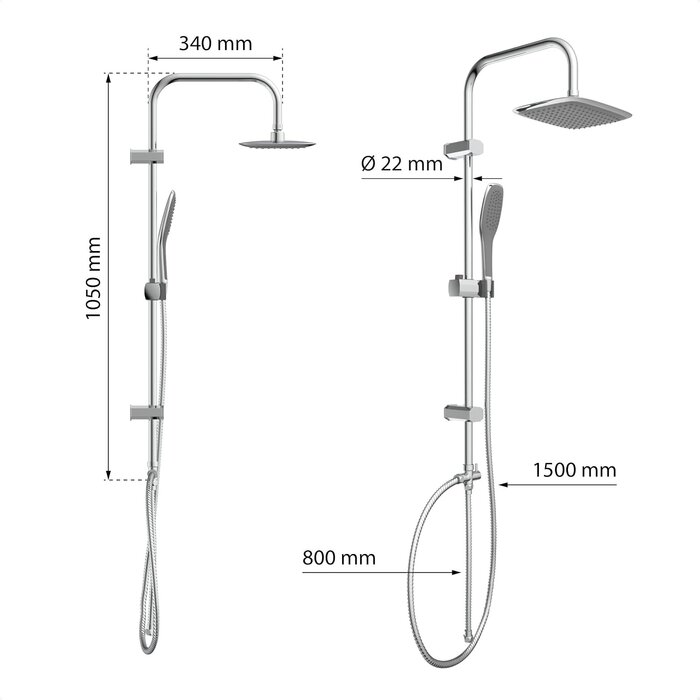 Duschsystem 2-in-1 Regendusche mit Handbrause - Chrom - 33% Rabatt