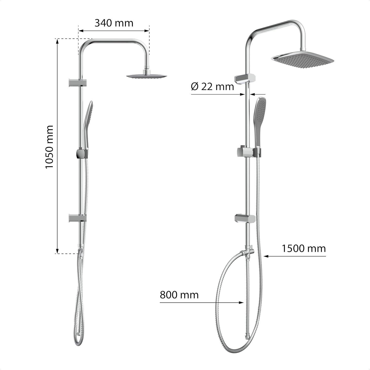 Duschsystem 2-in-1 Regendusche mit Handbrause - Chrom - 33% Rabatt