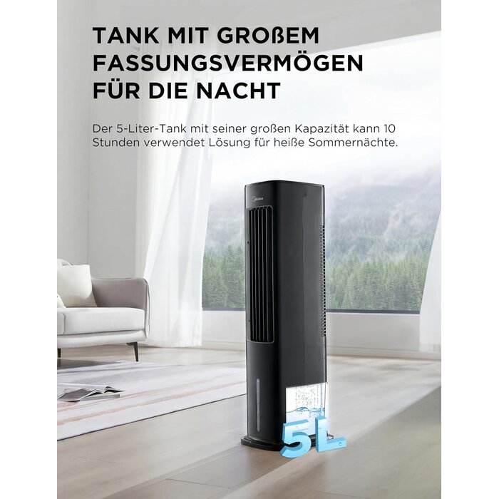 Mobiler 4-in-1 Luftkühler & Ventilator, 5L, Schwarz - 30% Rabatt
