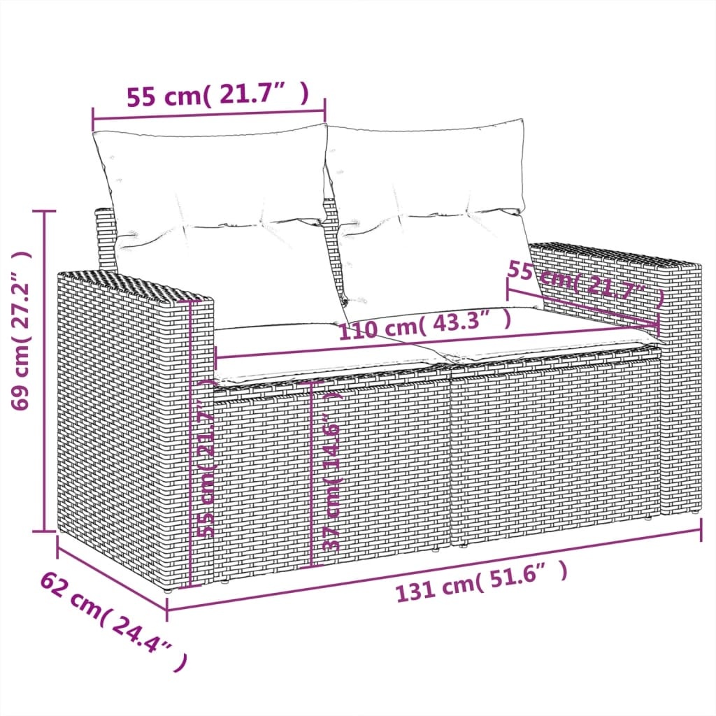 Vidaxl Gartenbank 2-Sitzer Poly-Rattan schwarz - 35% Rabatt