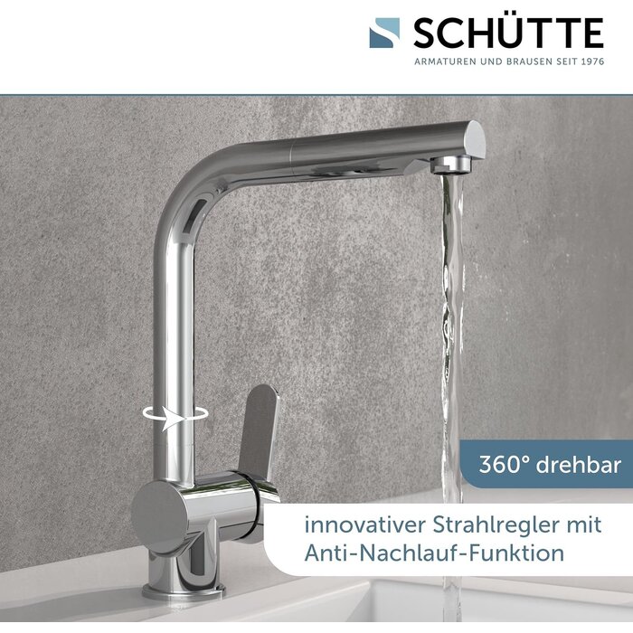 Niederdruck-Küchenarmatur London, ausziehbar, Chrom - 34% Rabatt