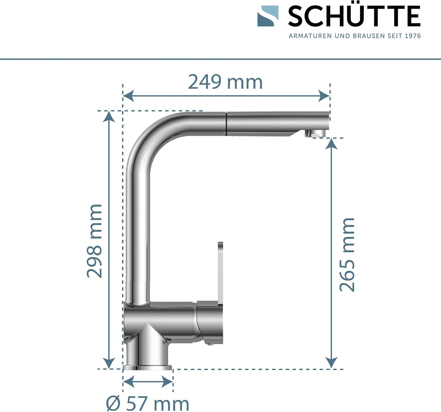 Niederdruck-Küchenarmatur London, ausziehbar, Chrom - 34% Rabatt