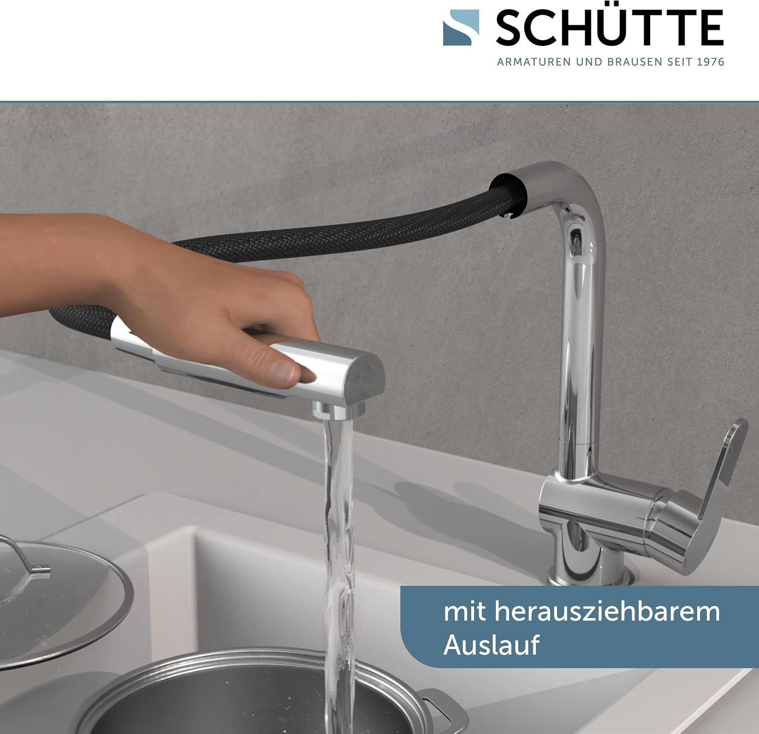 Niederdruck-Küchenarmatur London, ausziehbar, Chrom - 34% Rabatt