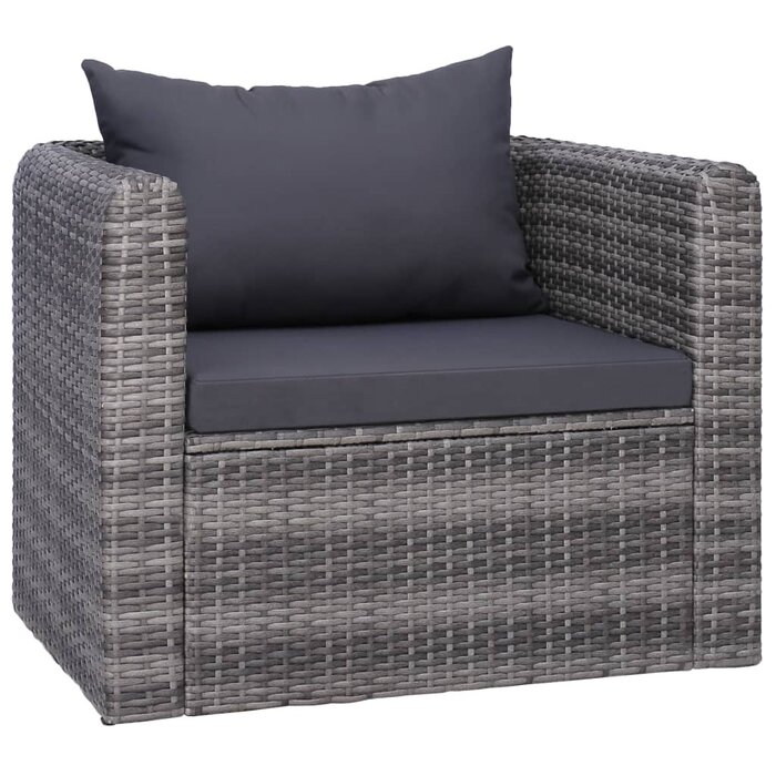 Vidaxl Gartensessel aus grauem Poly-Rattan mit Kissen - 35% Rabatt