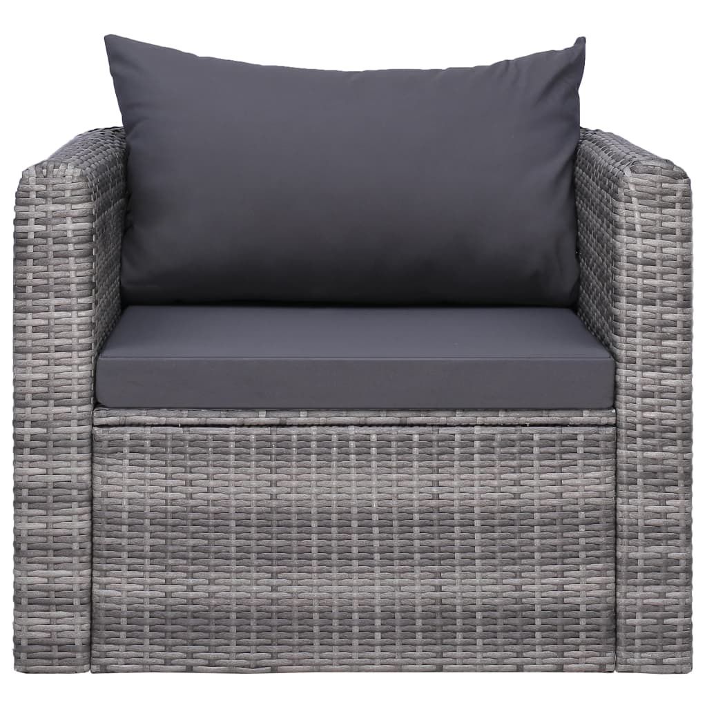 Vidaxl Gartensessel aus grauem Poly-Rattan mit Kissen - 35% Rabatt