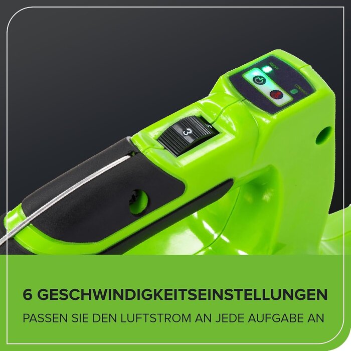 Akku-Laubbläser 48V (2x24V) mit 2x4Ah Akkus, grün-schwarz, M, 35% Rabatt