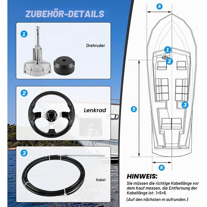 Mechanisches Bootslenksystem 396 cm, schwarz-grau, Größe L, 35% Rabatt