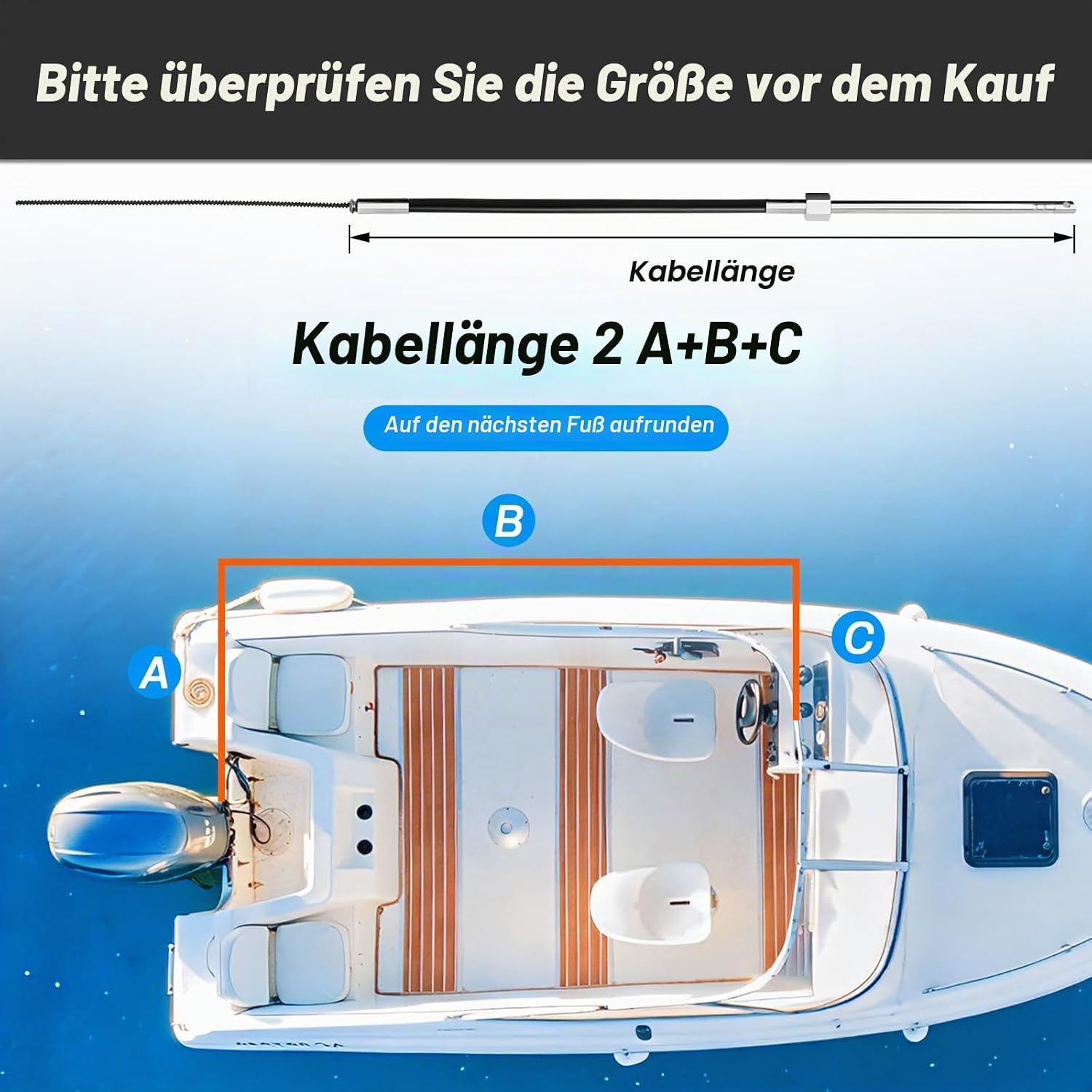 Mechanisches Bootslenksystem 396 cm, schwarz-grau, Größe L, 35% Rabatt