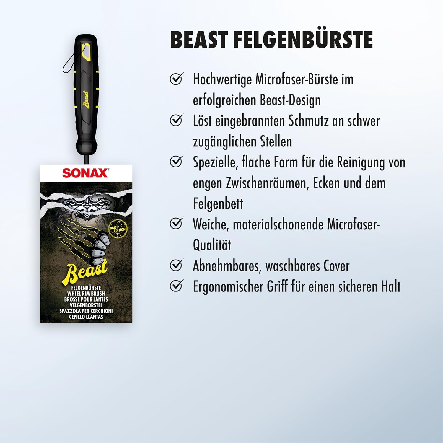 Felgenbürste Beast Edition Größe S gelb-schwarz - 25% Rabatt