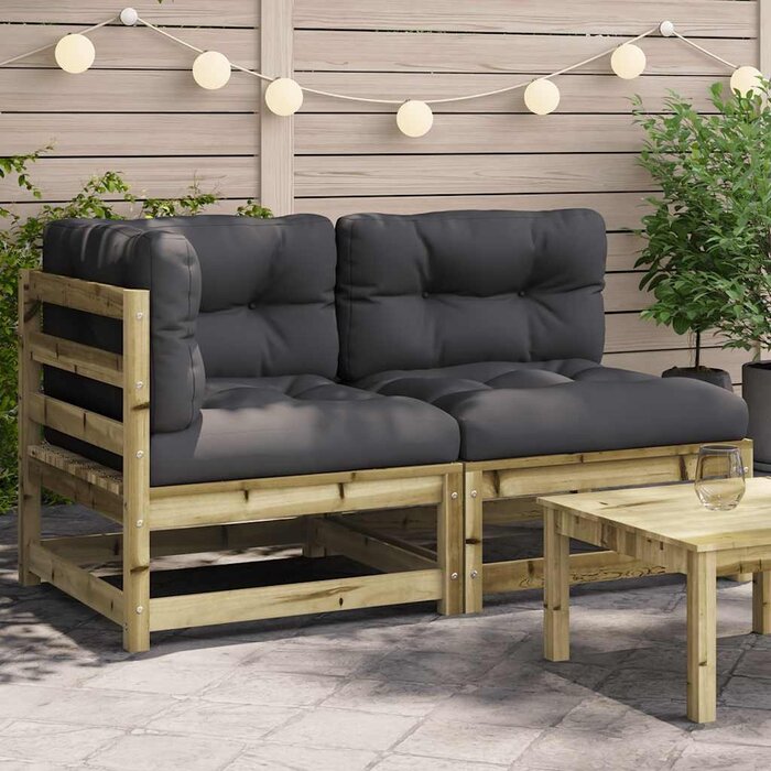 Vidaxl 2-Sitzer Gartenbank mit Kissen, imprägniertes Kiefernholz - 35% Rabatt