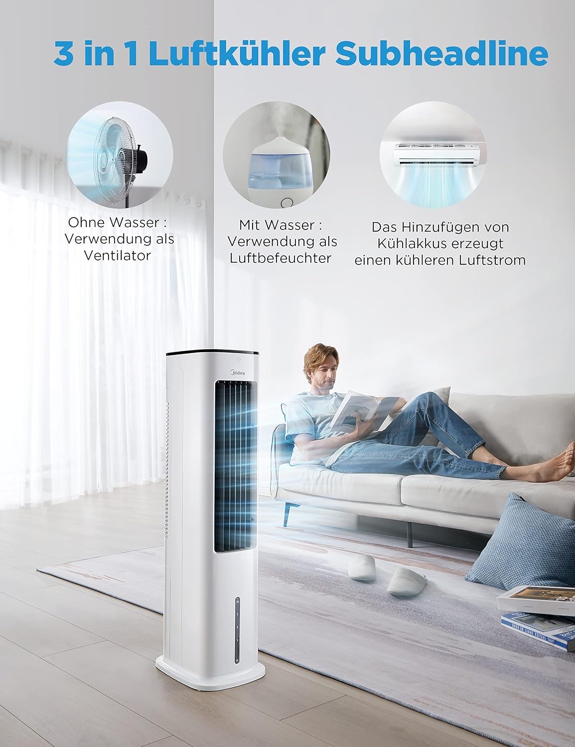Mobiler 4-in-1 Luftkühler, 5L Tank - 34% Rabatt auf Rückläufer