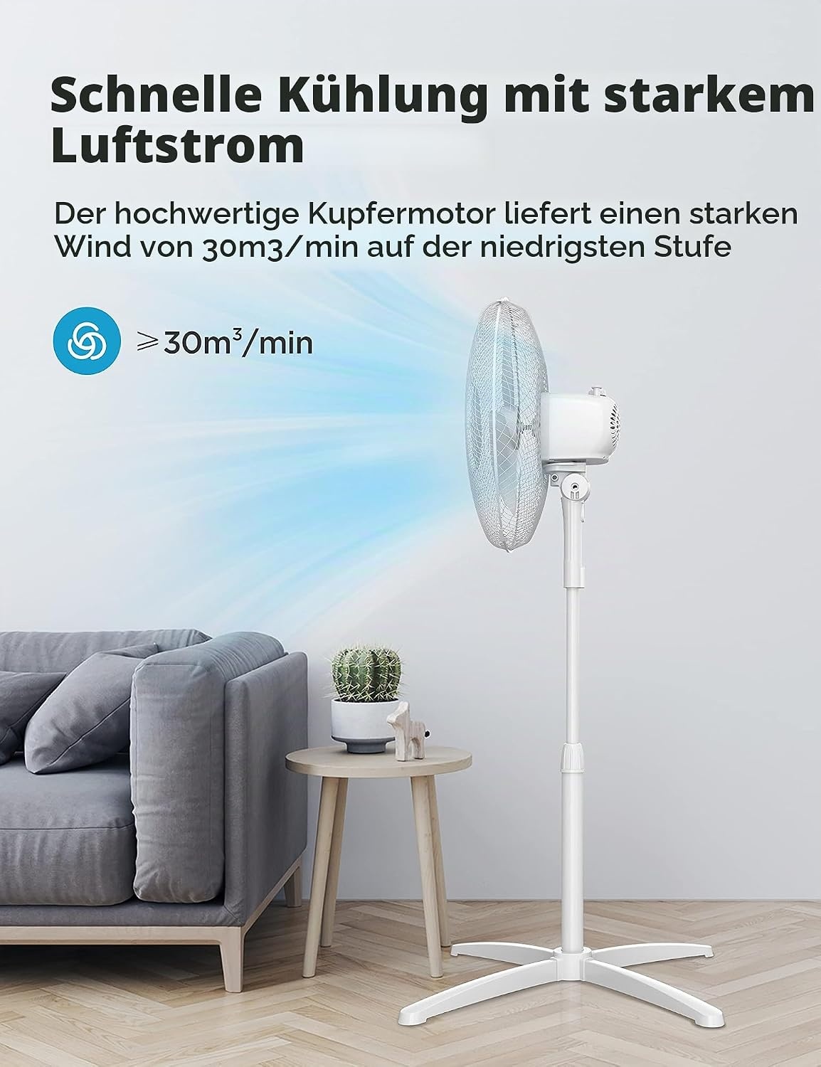 Standventilator 40 cm, 40W, 3 Stufen - 33% Rabatt