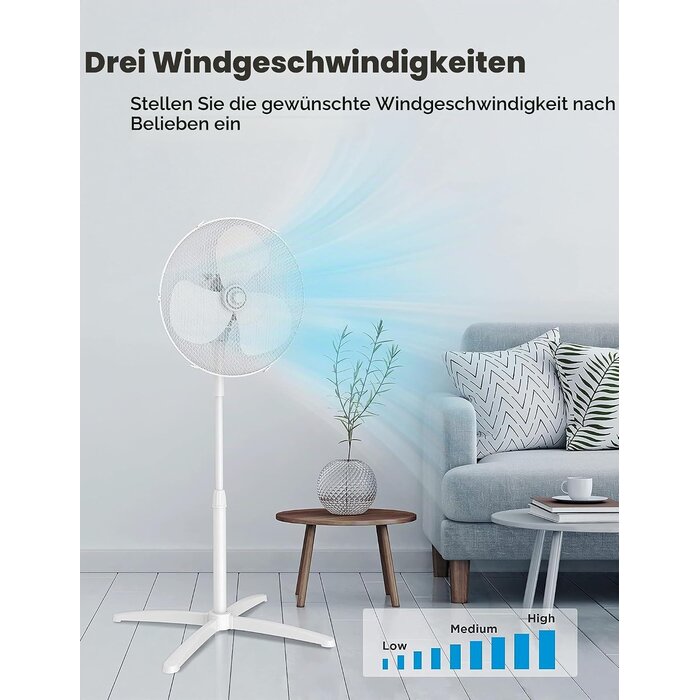Standventilator 40 cm, 40W, 3 Stufen - 33% Rabatt