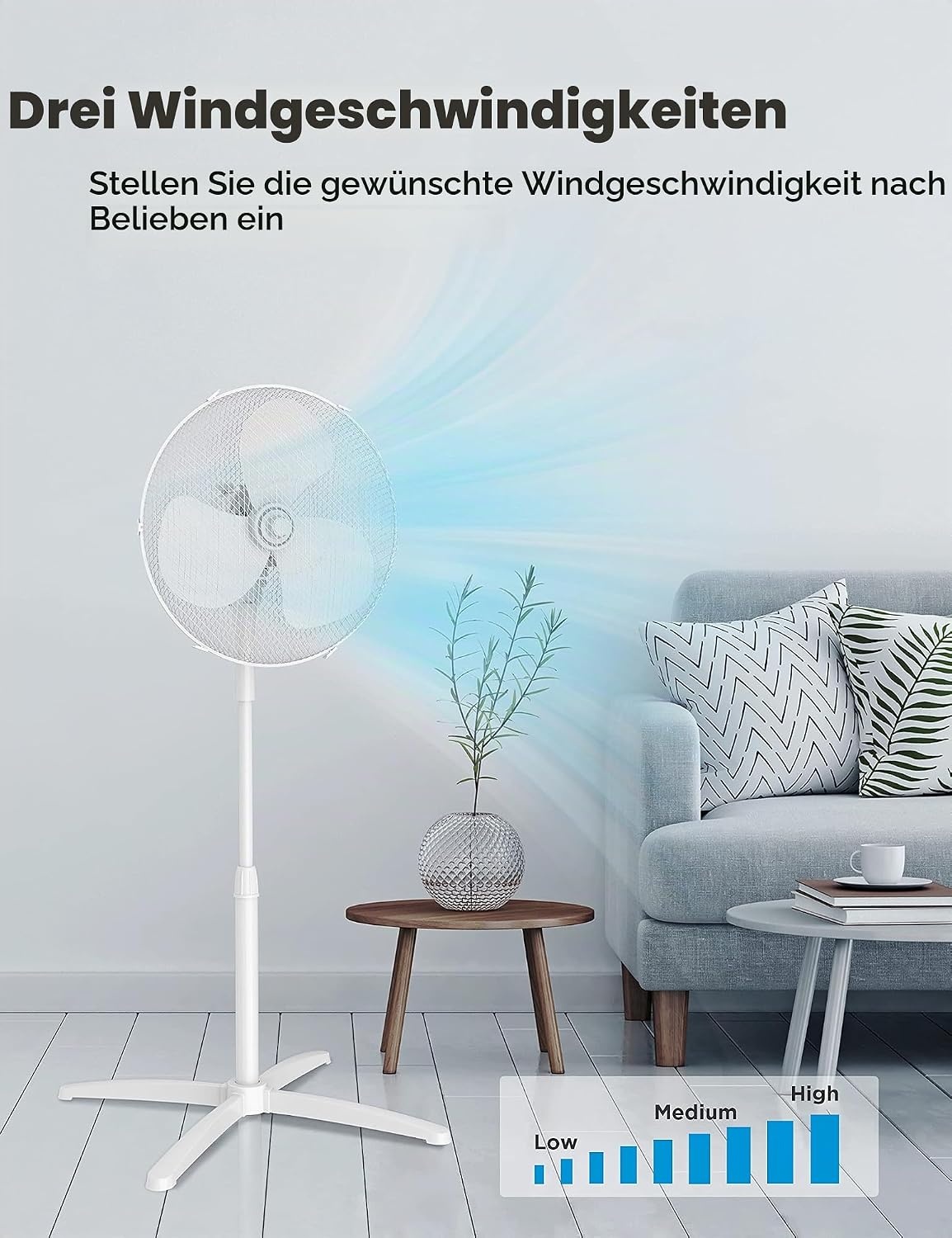 Standventilator 40 cm, 40W, 3 Stufen - 33% Rabatt