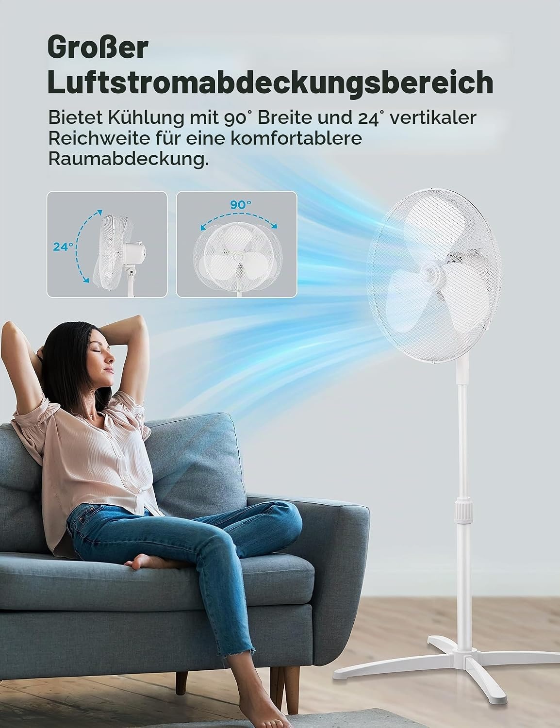 Standventilator 40 cm, 40W, 3 Stufen - 33% Rabatt
