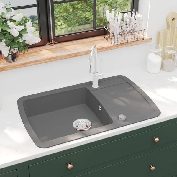 Vidaxl Moderne Granit-Küchenspüle Grau 780x500mm - 35% Rabatt
