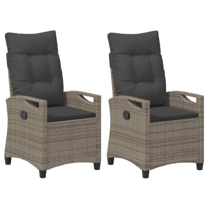 Vidaxl 2er-Set Gartenstühle Grau - Stahl & Polyester - 35% Rabatt