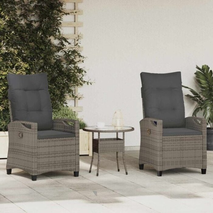 Vidaxl 2er-Set Gartenstühle Grau - Stahl & Polyester - 35% Rabatt
