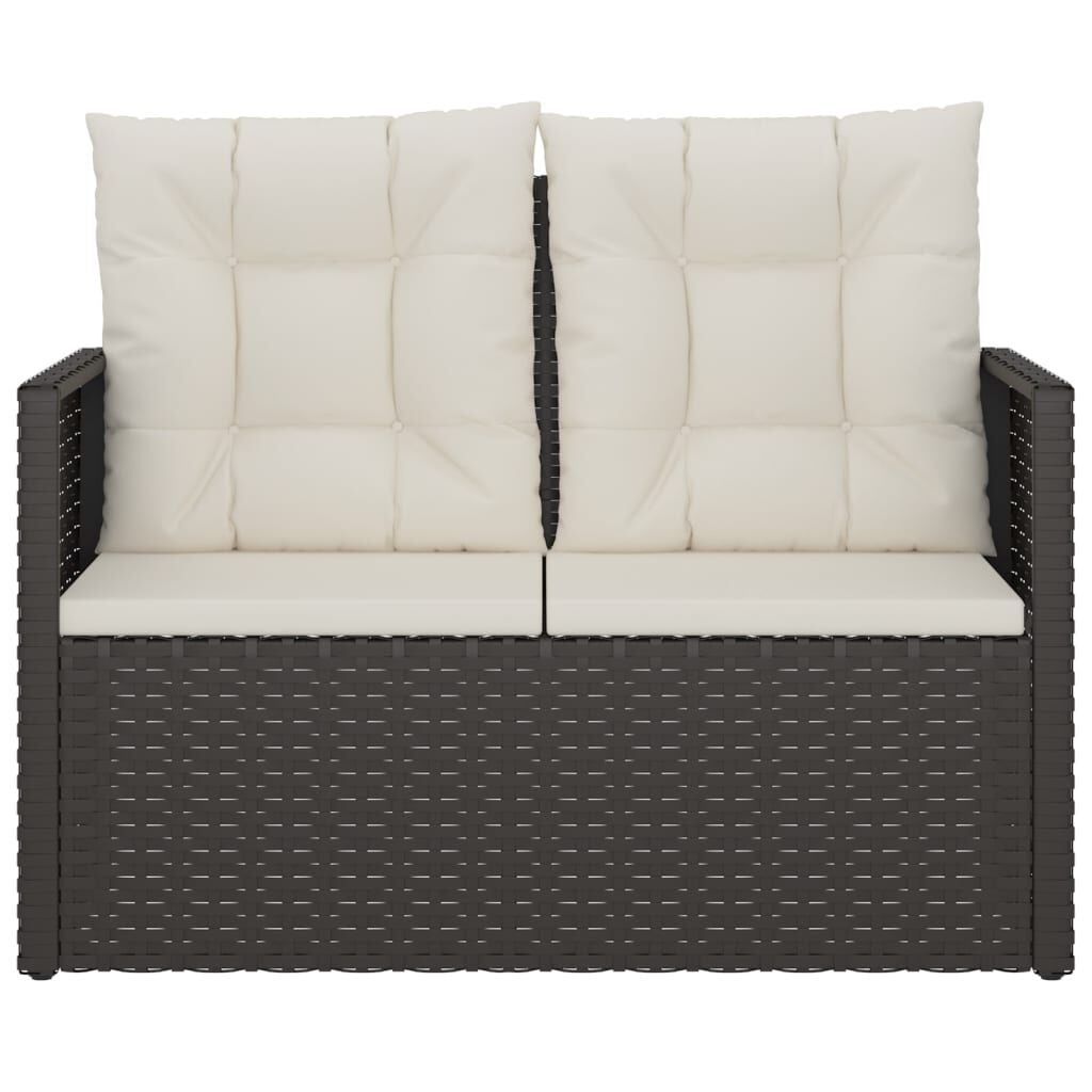 Gartenbank mit Kissen 105 cm Poly-Rattan Schwarz - 35% Rabatt