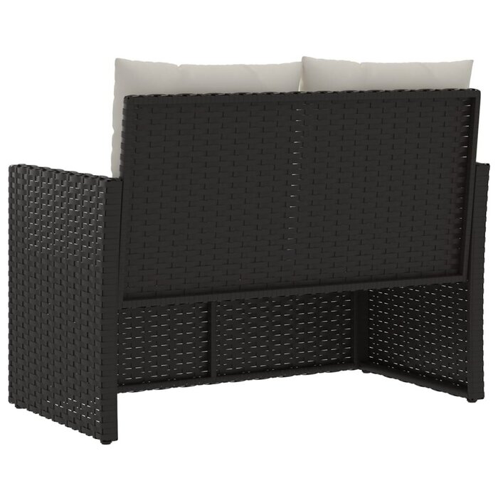 Gartenbank mit Kissen 105 cm Poly-Rattan Schwarz - 35% Rabatt