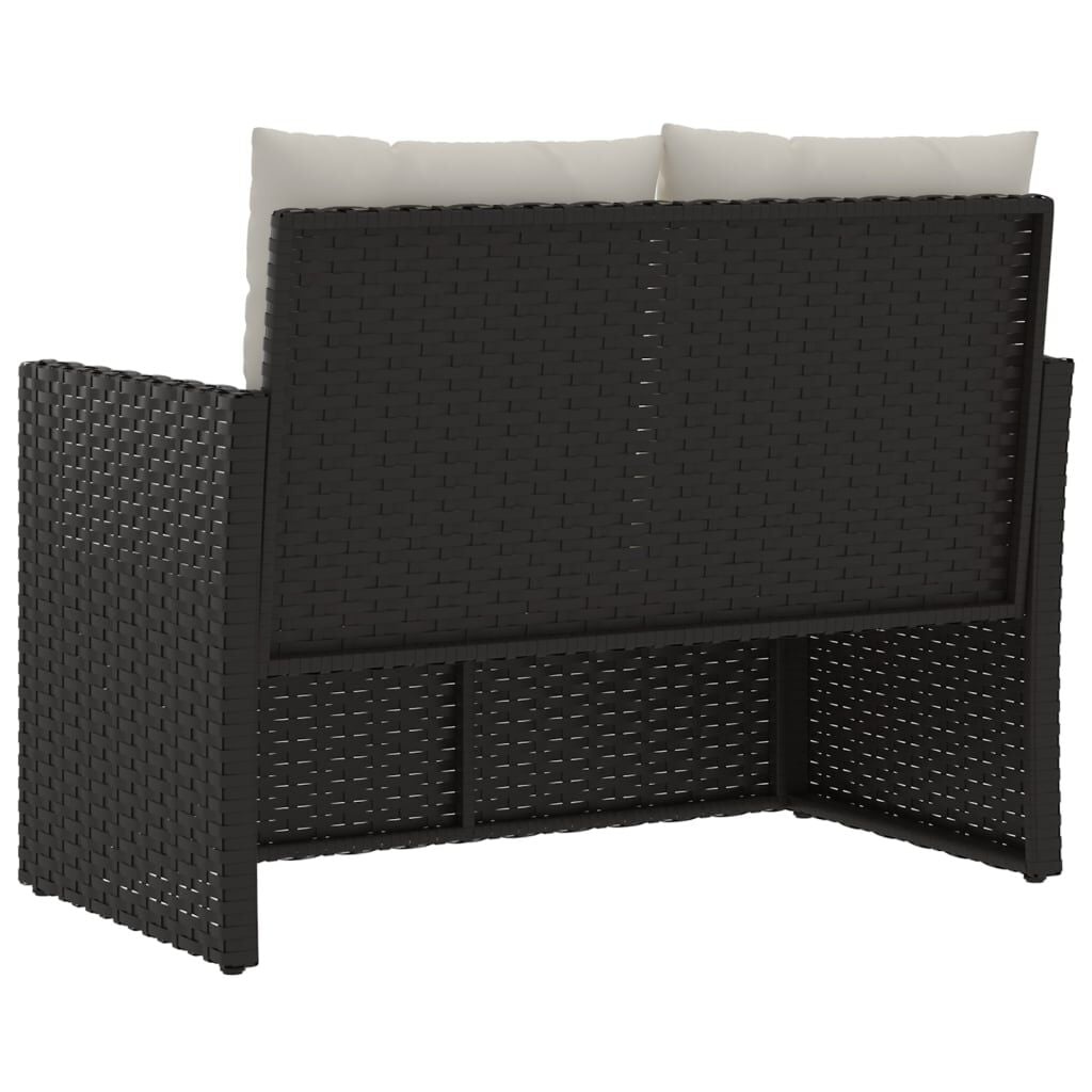 Gartenbank mit Kissen 105 cm Poly-Rattan Schwarz - 35% Rabatt