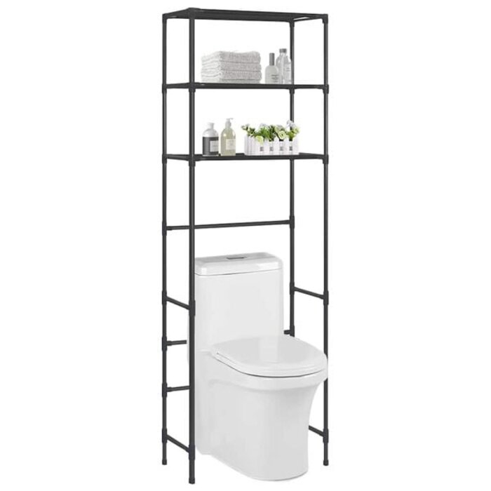 Toilettenregal 3 Ablagen Schwarz 53x28x169 cm - 30% Rabatt
