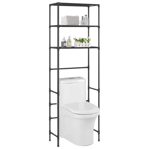 Toilettenregal 3 Ablagen Schwarz 53x28x169 cm - 30% Rabatt