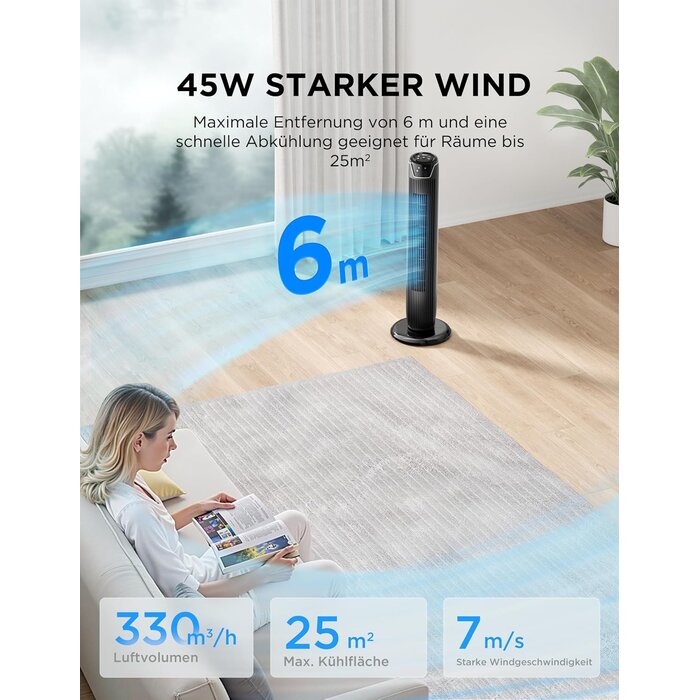 Turmventilator 92 cm Schwarz L - 34% Rabatt auf das ausgepackte Produkt
