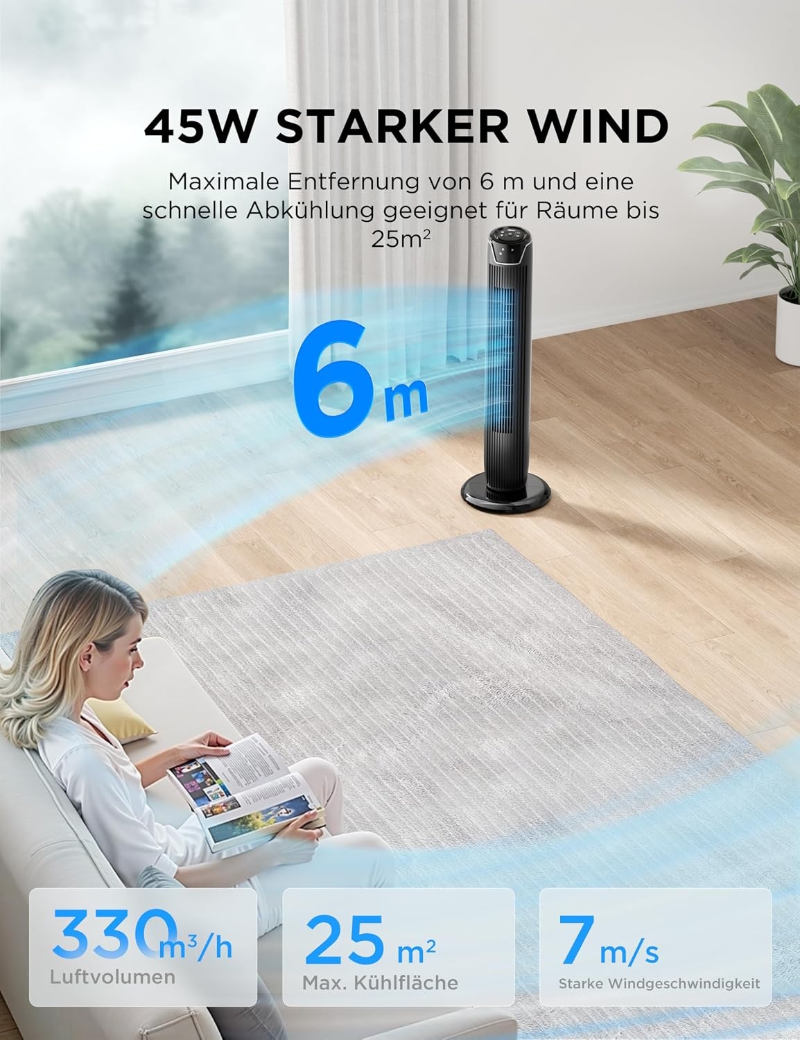 Turmventilator 92 cm Schwarz L - 34% Rabatt auf das ausgepackte Produkt