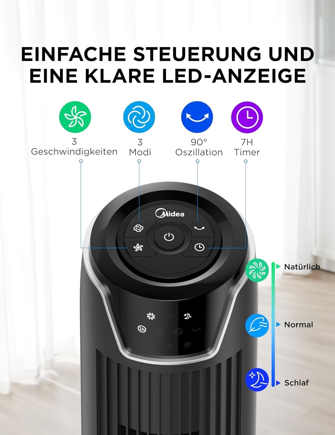 Turmventilator 92 cm Schwarz L - 34% Rabatt auf das ausgepackte Produkt