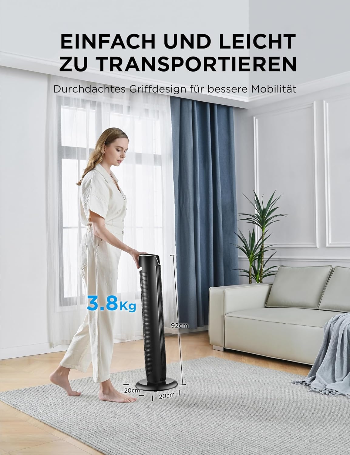 Turmventilator 92 cm Schwarz L - 34% Rabatt auf das ausgepackte Produkt