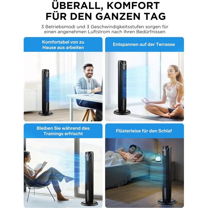 Turmventilator 92 cm Schwarz L - 34% Rabatt auf das ausgepackte Produkt