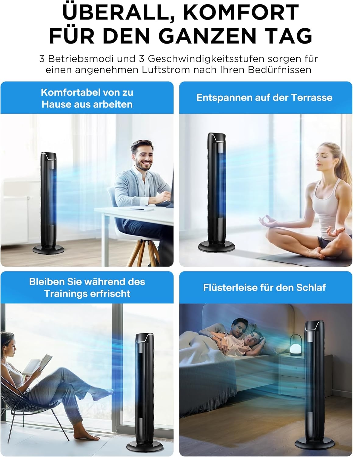 Turmventilator 92 cm Schwarz L - 34% Rabatt auf das ausgepackte Produkt