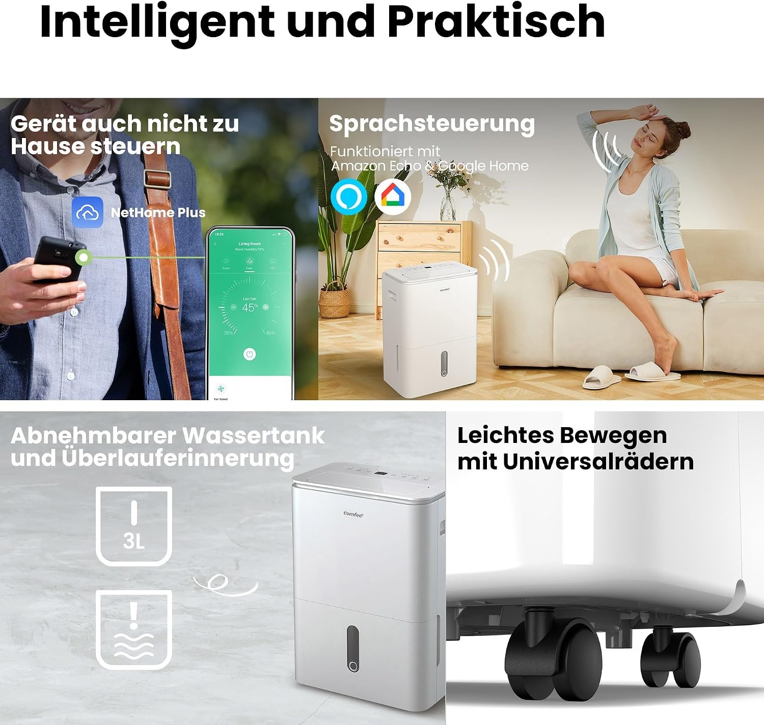 Luftentfeuchter 20L/Tag, wit, L - 35% Rabatt