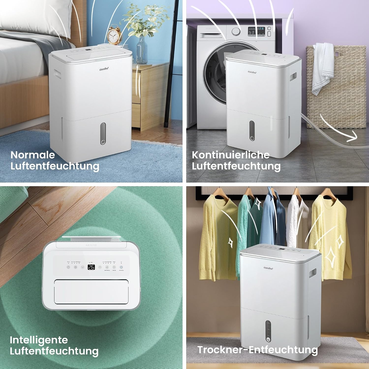 Luftentfeuchter 20L/Tag, wit, L - 35% Rabatt