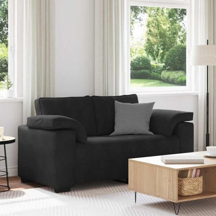 Loveseat Sofa 120 cm aus Samt Schwarz - 35% Rabatt