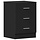 Schwarzer Nachtschrank 38x35x56cm mit 3 Schubladen - 33% Rabatt