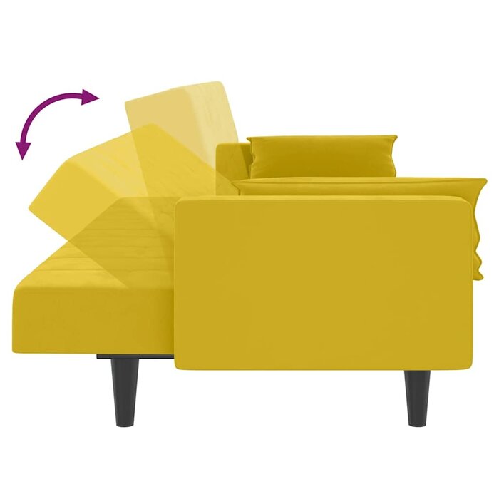 2-Sitzer Schlafsofa aus Samt in Gelb, 220 cm - 35% Rabatt