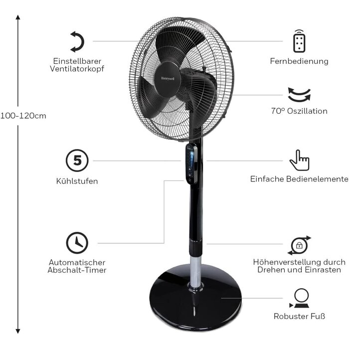 Standventilator, 5 Stufen, Fernbedienung & Oszillation - 34% Rabatt