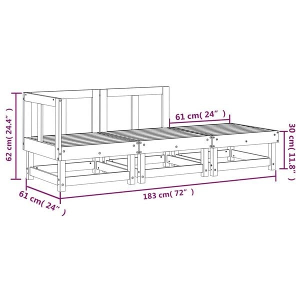 3-teiliges Garten-Loungeset aus Kiefernholz - 37% Rabatt