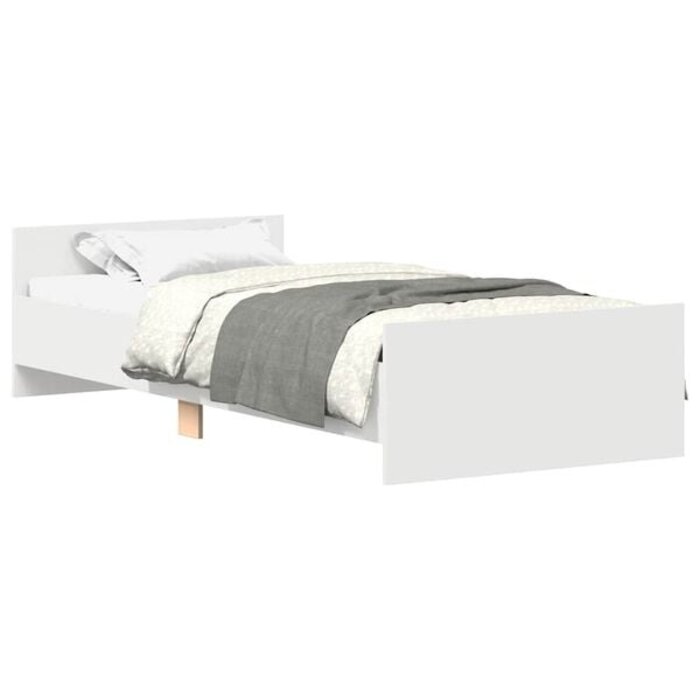 Weißes Bettgestell 75x190 cm aus Holzwerkstoff - 34% Rabatt