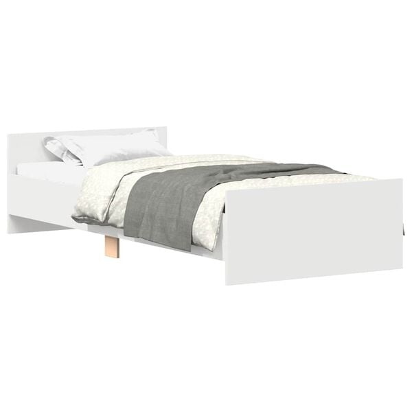 Weißes Bettgestell 75x190 cm aus Holzwerkstoff - 34% Rabatt