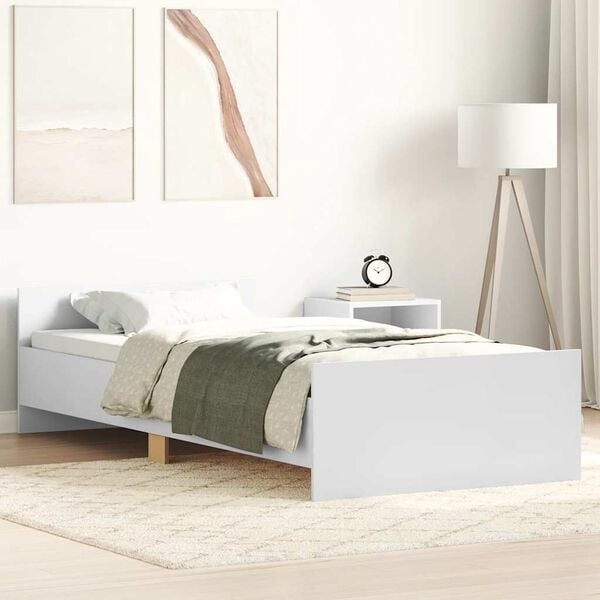 Weißes Bettgestell 75x190 cm aus Holzwerkstoff - 34% Rabatt