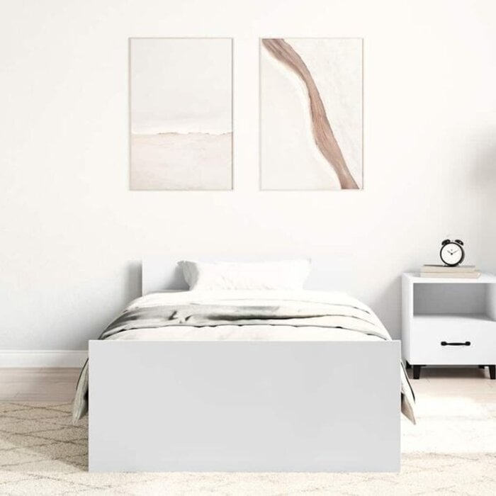 Weißes Bettgestell 75x190 cm aus Holzwerkstoff - 34% Rabatt