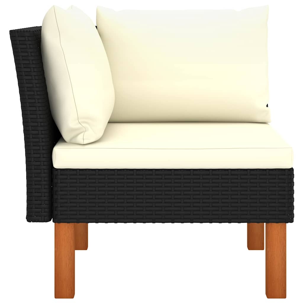 3-tlg. Lounge-Set Rattan & Eukalyptusholz Schwarz - 34% Rabatt