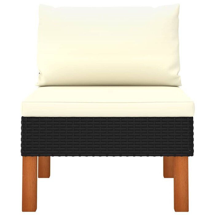 3-tlg. Lounge-Set Rattan & Eukalyptusholz Schwarz - 34% Rabatt