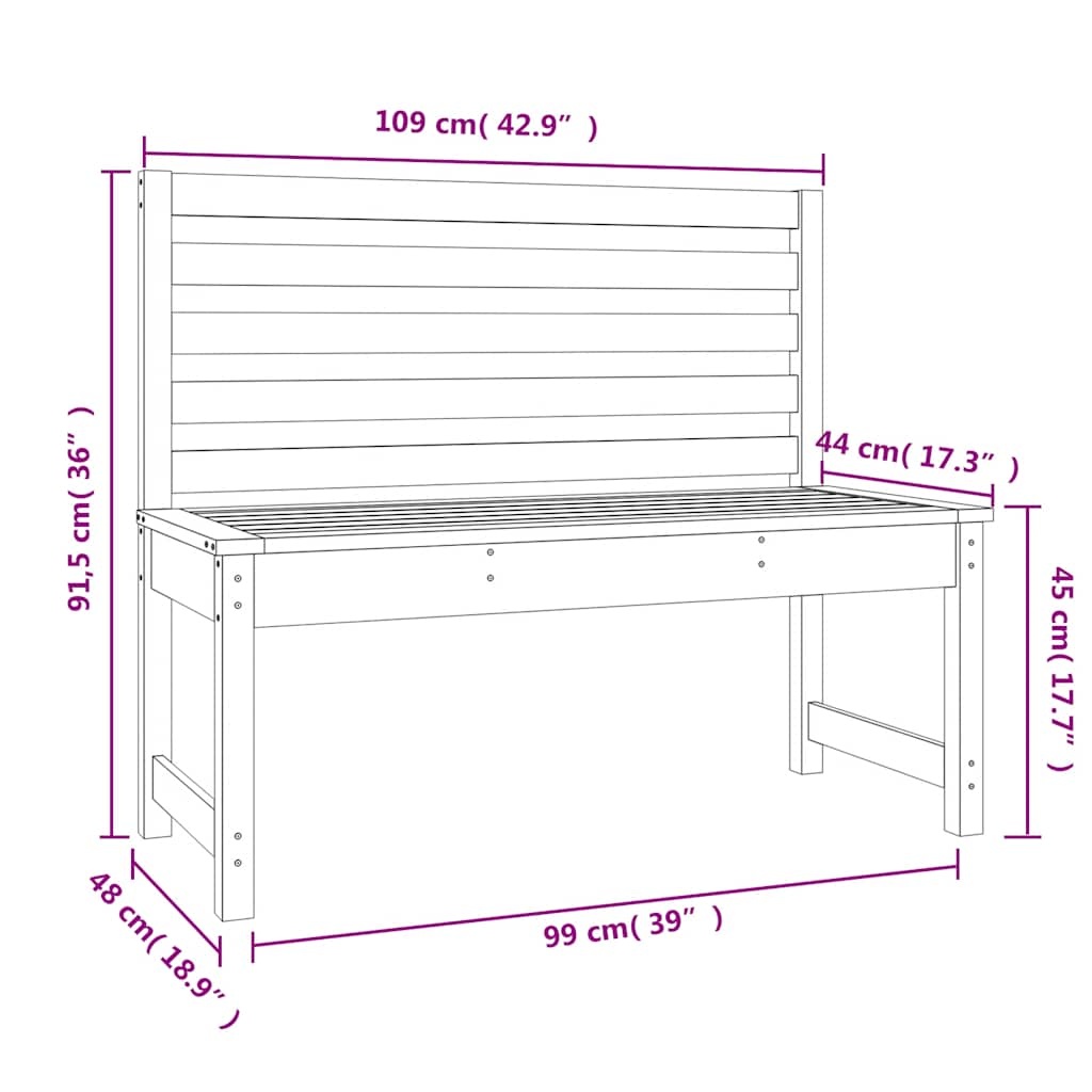 Gartenbank Kiefernholz Grau 109 cm - 34% Rabatt