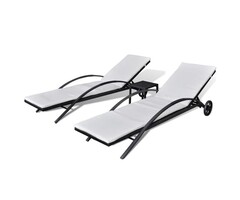 Vidaxl Luxus Sonnenliegen-Set mit Tisch - Schwarz - 41% Rabatt